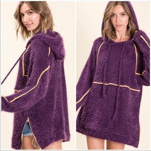 Sold Pam - Ces Femme Purple Fuzzy pullover Hoodie